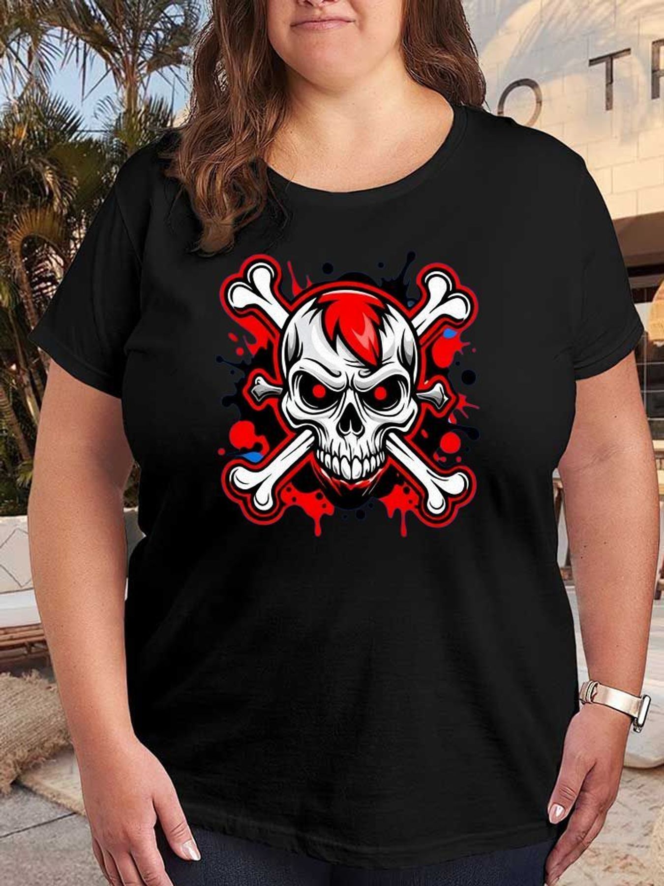 Shirts - Punk Skull Graphic T Shirt Women