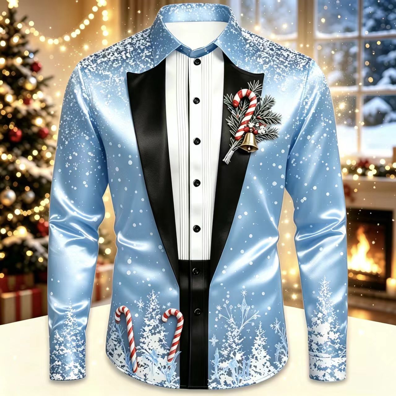 Men Christmas Satin Long Sleev - огляд і ціна Mens Satin Silk Dress Shirt
